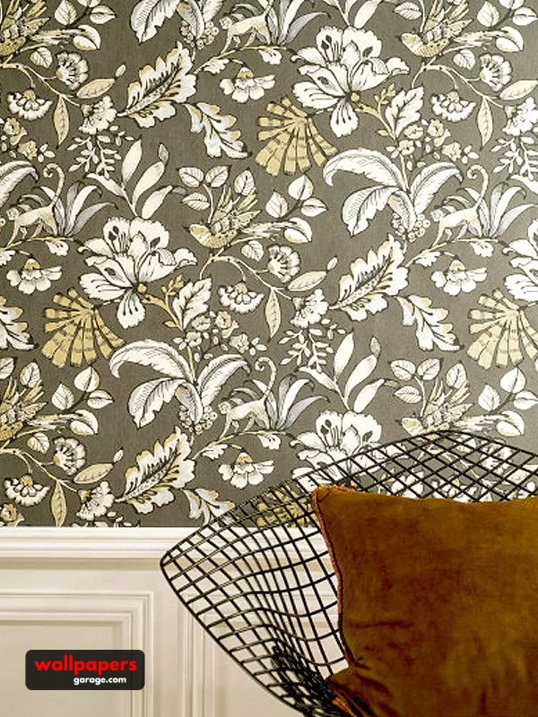 Paiony Wallpaper - Anthracite - By Casamance - 74522552