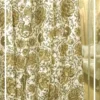 Ivory floral damask printed curtain fabric with gold and olive botanical motifs, premium cotton linen drapery for luxury living room and bedroom interiors