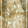 Golden ochre abstract printed curtain fabric with white organic pattern, premium cotton linen drapery for luxury living room and bedroom interiors.
