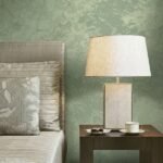 ARMANI / CASA Refined Structure 2 luxury wallcovering in soft pistachio green with abstract mineral texture, designed for elegant contemporary and premium interior spaces.