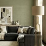 ARMANI / CASA Refined Structure 2 luxury wallcovering in muted celadon green with refined woven texture, ideal for elegant contemporary and premium interior spaces.