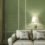 ARMANI / CASA Refined Structure 2 luxury wallcovering in deep sage green with refined woven texture, ideal for elegant contemporary and premium interior spaces.