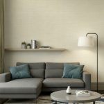 ARMANI / CASA Refined Structure 2 luxury wallcovering in soft pearl ivory with refined woven texture, ideal for elegant contemporary and premium interior spaces.