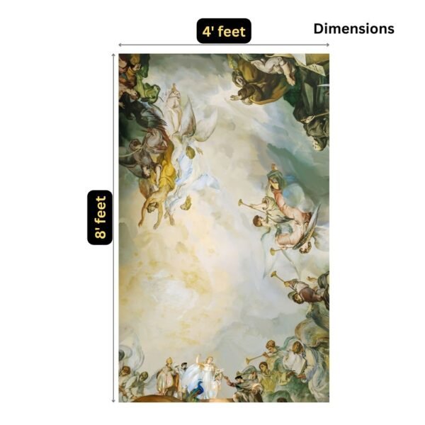 Roberto Cavalli Volume 8 luxury ceiling wallpaper featuring classical angelic fresco artwork in soft clouds, designed for opulent living rooms, palatial interiors, and premium homes.