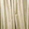 Ivory gold textured foil curtain fabric with abstract curved pattern, luxury drapery material for elegant living room and bedroom interiors
