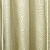 Luxury cream striped curtain fabric with soft sheen, paired with sheer embroidered white curtains and pearl rope tieback, styled for elegant modern interiors.