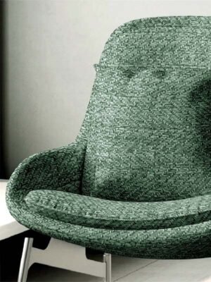 Green herringbone textured upholstery fabric with woven pattern, premium sofa and cushion fabric for modern and luxury interiors