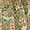 Ottoman Persian inspired curtain fabric with intricate floral and ornamental motifs in green and maroon tones, luxury traditional curtains for elegant interiors.