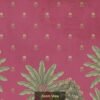 Pichwai style cow and calf wallpaper featuring sacred white cows with banana trees and floral motifs on a pink background, traditional Indian wall décor