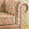 Luxury floral striped upholstery fabric in soft pastel tones for sofa and chair, premium furniture upholstery fabric for elegant living room interiors