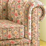 Luxury floral striped upholstery fabric in soft pastel tones for sofa and chair, premium furniture upholstery fabric for elegant living room interiors