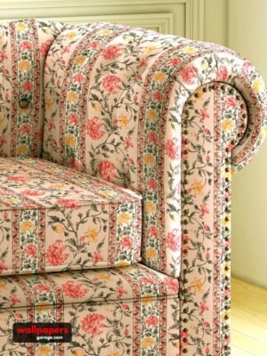 Luxury floral striped upholstery fabric in soft pastel tones for sofa and chair, premium furniture upholstery fabric for elegant living room interiors
