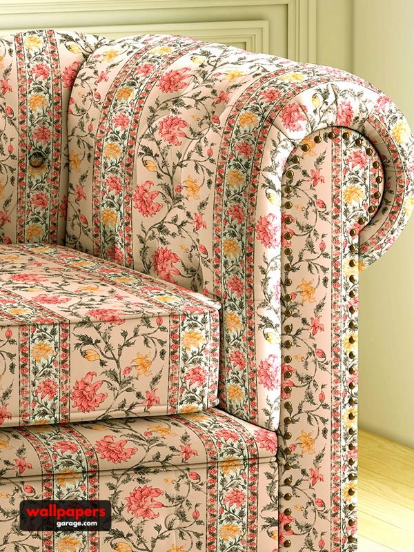 Luxury floral striped upholstery fabric in soft pastel tones for sofa and chair, premium furniture upholstery fabric for elegant living room interiors