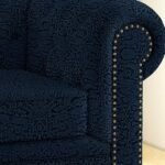 Luxury navy blue textured upholstery fabric for sofa and chair, premium designer furniture fabric for elegant living room interiors