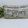 Luxury monochrome cityscape cushion cover fabric with architectural print, premium upholstery textile for modern and elegant interiors