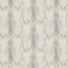 Roberto Cavalli Volume 8 luxury wallcovering with elegant feather-inspired symmetrical pattern in soft ivory and pearl grey tones for premium interiors