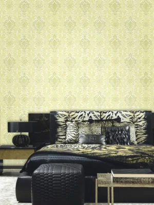 Roberto Cavalli Volume 8 luxury pastel gold damask wallpaper with elegant baroque pattern