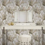 Roberto Cavalli Volume 9 luxury wallpaper with flowing feather texture in champagne gold and pearl ivory tones, creating an opulent designer wallcovering for premium interiors
