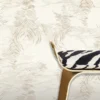 Roberto Cavalli Volume 8 luxury wallpaper with embossed abstract palm leaf pattern in soft ivory and champagne beige tones on a textured stone-effect background