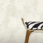 Roberto Cavalli Volume 9 luxury embossed wallpaper featuring abstract palm leaf design in soft ivory tones with refined stone-textured finish for premium interiors