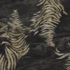 Roberto Cavalli Volume 9 luxury embossed wallpaper with metallic gold palm leaf design on deep charcoal black stone-textured background for premium interiors
