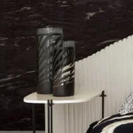 Roberto Cavalli Volume 9 luxury textured wallpaper in deep charcoal black with dramatic stone-effect finish for premium interior walls