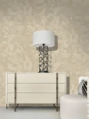 Roberto Cavalli Volume 9 luxury wallcovering featuring elegant textured abstract brush patterns in warm beige tones for premium interior design.