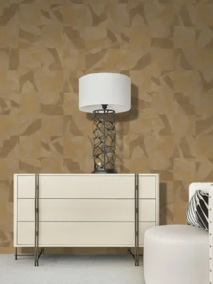 Roberto Cavalli Volume 9 luxury abstract metallic wallpaper in gold and champagne tones with rich textured pattern for premium interiors