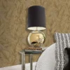 Roberto Cavalli Volume 9 luxury botanical wallpaper in warm gold and beige tones with detailed leaf pattern for premium interiors