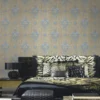 Roberto Cavalli Volume 8 luxury damask wallpaper with ornate gold and blue baroque pattern