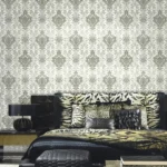 Roberto Cavalli Volume 8 luxury silver damask wallpaper with ornate baroque pattern
