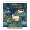 Sacred cow and calf wallpaper in Indian miniature painting style featuring lotus ponds, birds, lush greenery, and traditional nature motifs on a deep blue background