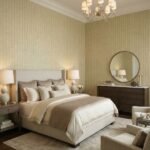 Luxury beige textured wallpaper with woven fabric pattern for modern living room and bedroom interiors available at Ruby The Furnishing Studio Ghatkopar East.