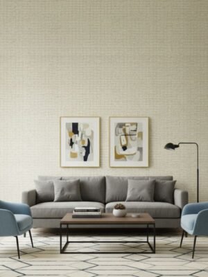 Beige linen texture wallpaper Armani Casa GA89810 woven fabric effect wall covering at Ruby The Furnishing Studio Ghatkopar East Mumbai