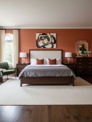 Rust terracotta textured linen effect wallpaper Armani Casa GA89819 available at Ruby The Furnishing Studio Ghatkopar East Mumbai