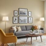 Warm taupe textured plain wallpaper with subtle horizontal weave pattern, elegant grasscloth finish wallcovering for luxury living room and bedroom interiors