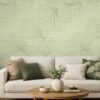 Soft sage green ginkgo leaf wallpaper with textured background, modern botanical wall covering for living room and bedroom interiors