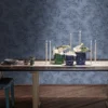 Armani Casa Refined Structure 3 wallpaper in textured blue floral pattern, luxury designer wallcovering for elegant dining room and premium interiors