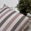Luxury striped designer cushion cover in blush pink, taupe and cream woven fabric, bespoke pillow for modern premium living room decor
