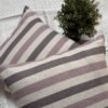 Luxury striped designer cushion cover in blush pink, taupe and cream woven fabric, bespoke pillow for modern premium living room decor