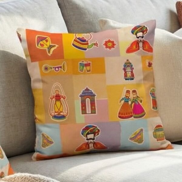 Luxury patchwork with vibrant heritage motifs Cushion Cover 18" x 18" Pair of 2 in one set