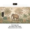 Indian miniature jungle wallpaper mural featuring a regal elephant with traditional textile, peacocks, deer, birds, and flowering trees in soft pastel tones for luxury interiors