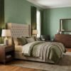 Soft green plain texture fabric with subtle woven pattern – premium upholstery and curtain fabric by Ruby The Furnishing Studio