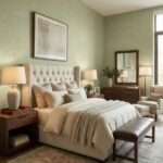 Light sage green textured wallpaper with woven linen pattern – luxury designer wall covering for modern living room, bedroom and elegant interior décor