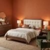 Warm rust orange plain texture fabric with subtle woven finish – premium upholstery and curtain fabric by Ruby The Furnishing Studio