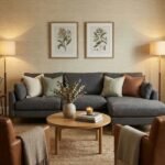 Beige textured upholstery fabric with woven pattern – premium neutral sofa, chair and cushion fabric for modern living room interiors