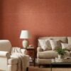 Burnt orange textured upholstery fabric with woven micro pattern – premium furnishing material for sofas, chairs and cushions by Ruby The Furnishing Studio Ghatkopar East