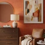 Burnt orange textured upholstery fabric with woven micro pattern – premium furnishing material for sofas, chairs and cushions by Ruby The Furnishing Studio Ghatkopar East