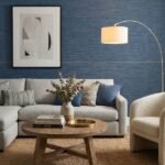 Elegant blue textured upholstery fabric with woven micro pattern – premium sofa, chair and cushion furnishing fabric by Ruby The Furnishing Studio Ghatkopar East Mumbai