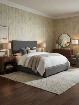 Luxury beige textured wallpaper with subtle vintage damask pattern, elegant neutral designer wall covering for living room, bedroom and luxury interiors by Ruby The Furnishing Studio Ghatkopar East Mumbai.